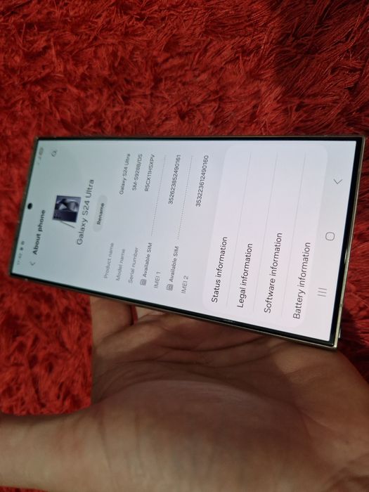 -Samsung S24Ultra Blue 512Gb 12Ram ireprosabil stare perfecta doar telefonul poze reale nici o restrictie nici o interventie/reparatie
-Am ma