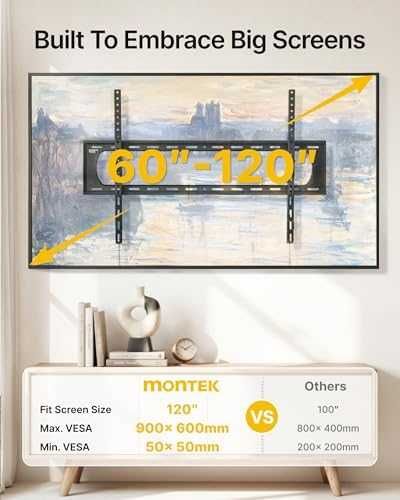 Нова Фиксирана стенна стойка за голям ТВ до 120" VESA 900x600 136кг