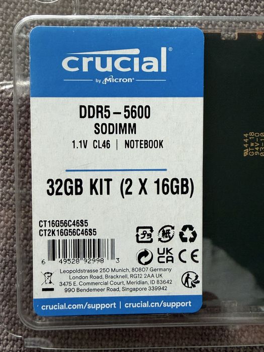 Kit RAM laptop 32GB DDR5 5600MHz Crucial (2x16GB) – Nou, sigilat