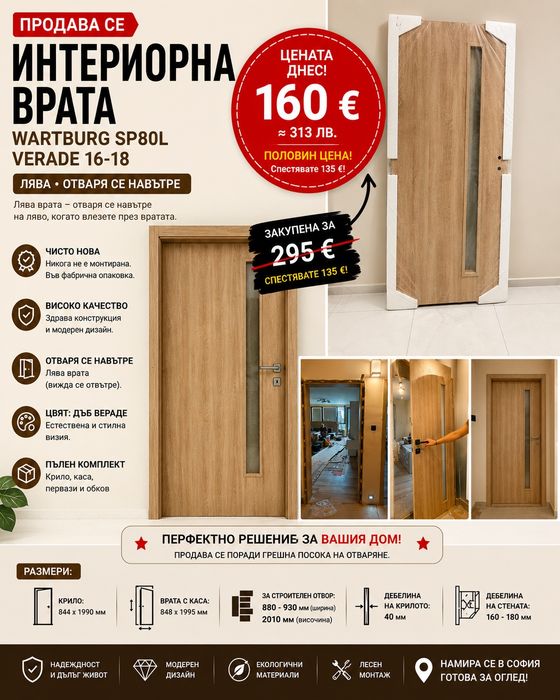 Интериорна врата Gradde Wartburg SP80L Verade 16-18 | Нова | Лява | 160 €