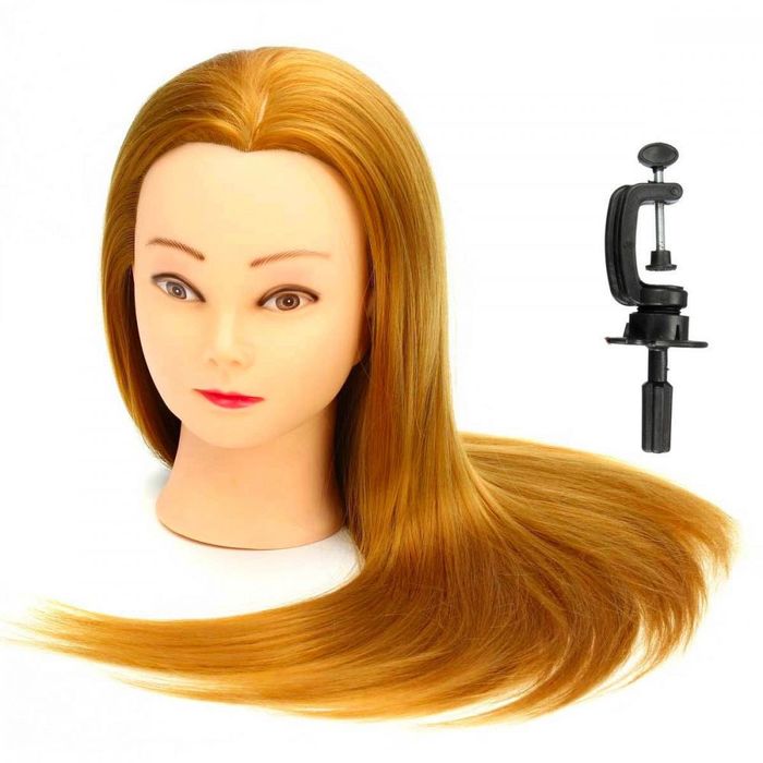 cap par blond deschis  manechin coafor frizerie tuns  60 cm
