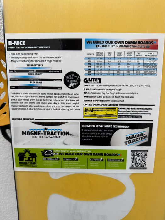placa snowboard noua gnu b-nice L145cm