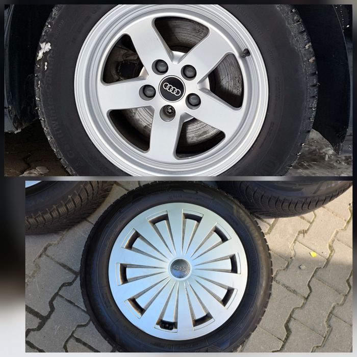 set jante aliaj r16 cu capace plastic, vw audi seat skoda 205/60/16