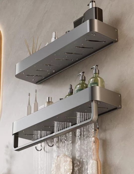 Полка в ванную графитовая
