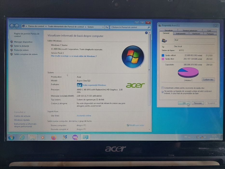 Vând Acer Aspire One 522 [nu ține bateria] + încărcător //poze reale