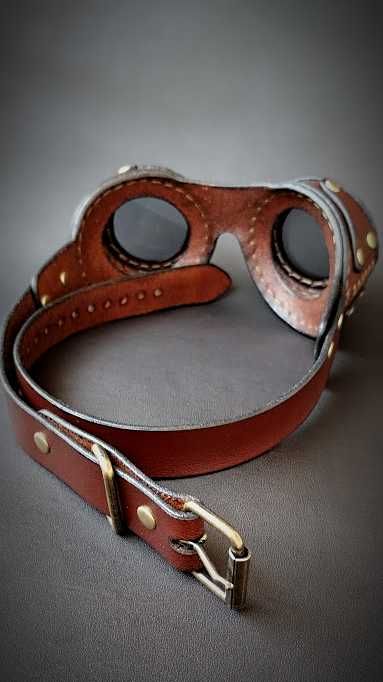 Очила стиймпънк от естествена кожа