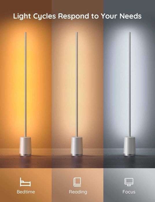 Lampă de podea LED smart Govee RGBICWW H6072, cu peste 64 de moduri de scenă, mod muzică și DIY, control vocal prin WiFi compatibil Alexa, argintiu