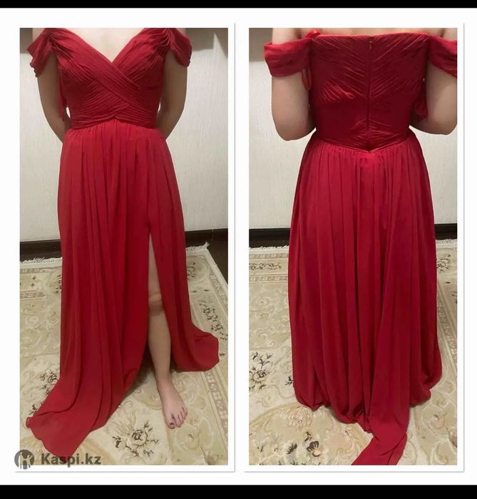 Платье вечернее красное легкое шифон