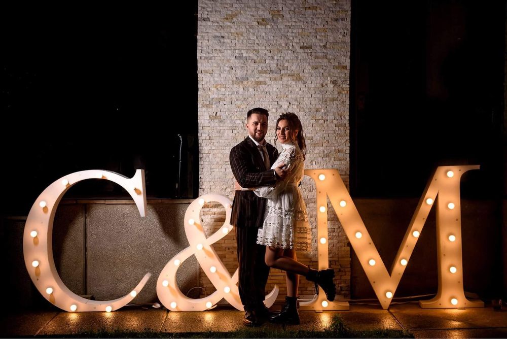 Litere Volumetrice Luminoase decor botez nunta baloane arcada baloane