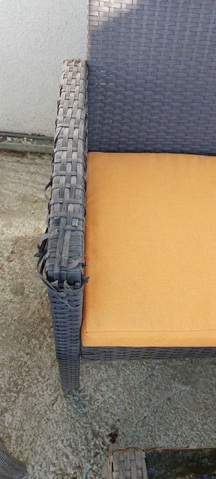Set mobilier gradina/terasa, masa, canapea, 2 fotolii, portocaliu