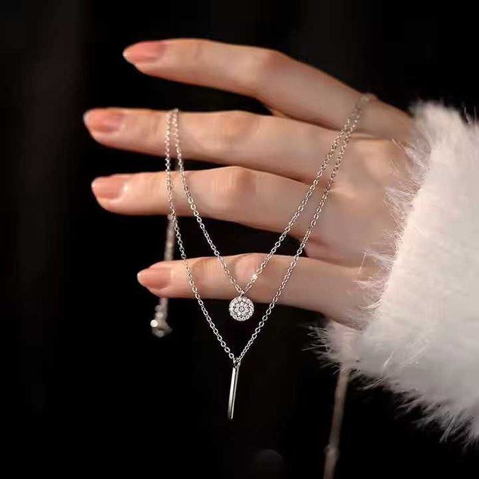 Colier cu Pandantiv FineDealing, Argint 999, Zircon, Placat cu Rodiu