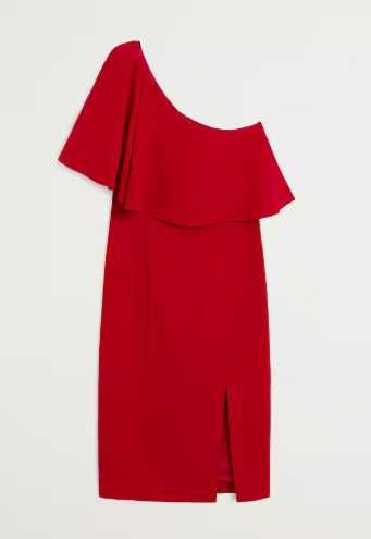 Червена рокля до коляното с едно рамо, Mango, S, НОВА, с Етикет