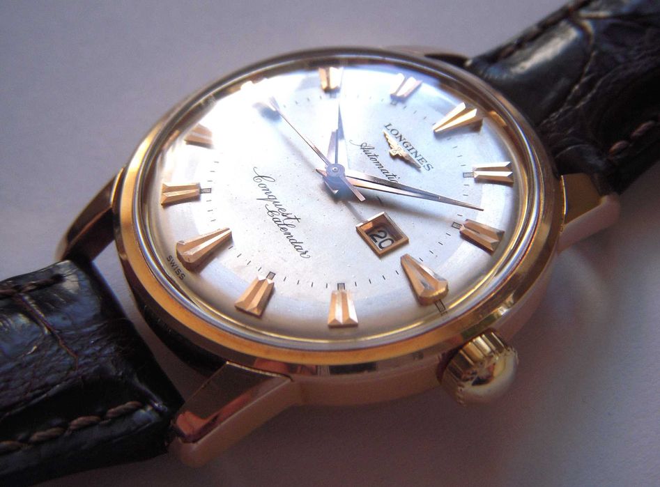 Ceas aur 18K automatic LONGINES Conquest Calendar calibrul 19 ASD