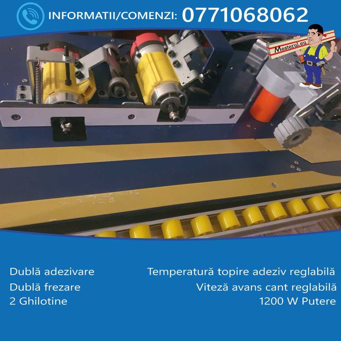 Masina de aplicat cant ABS cu dubla adezivare, frezare, taiere capete