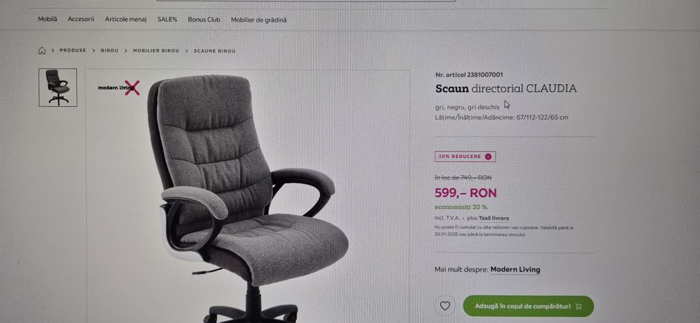 Scaun birou Claudia Momax