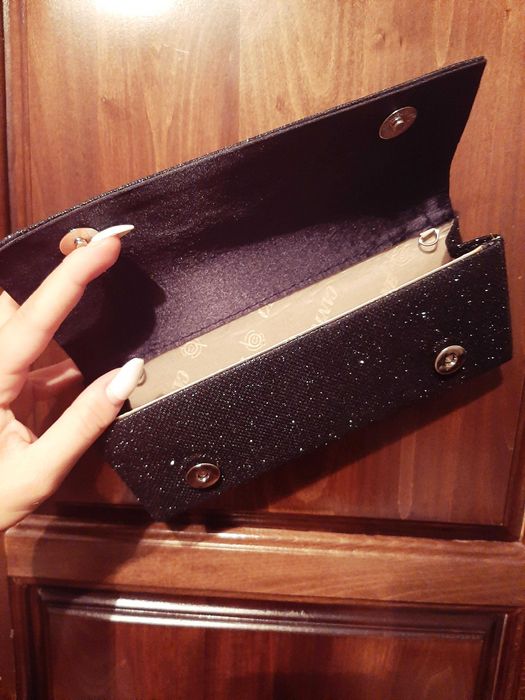 Официална дамска чанта с черен брукат