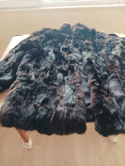 Кожено палто с косъм