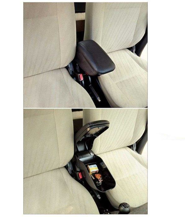 Универсален сгъваем/плъзгащ се подлакътник - Черен с еко кожа.