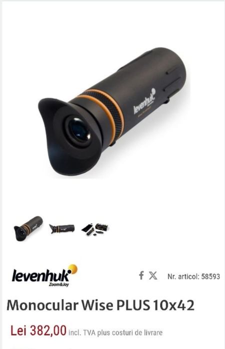Ofertă Monoclu Levenhuk Wise Plus 10x42
250 lei