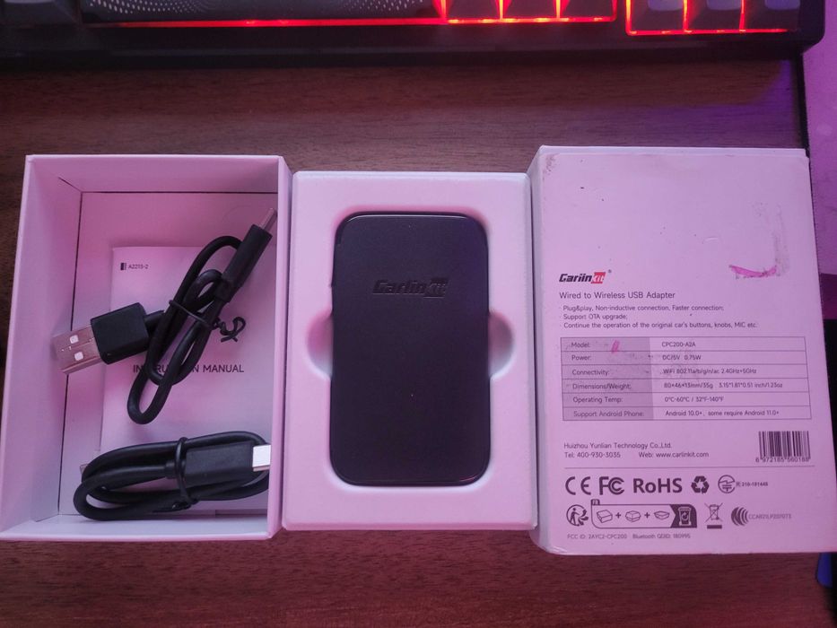 Adaptor Smart AI Box Auto wireless CarlinKit A2A  Negru, NOU