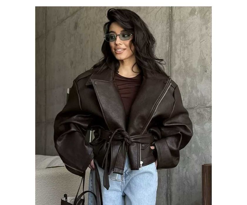 Кожаная куртка коричневая