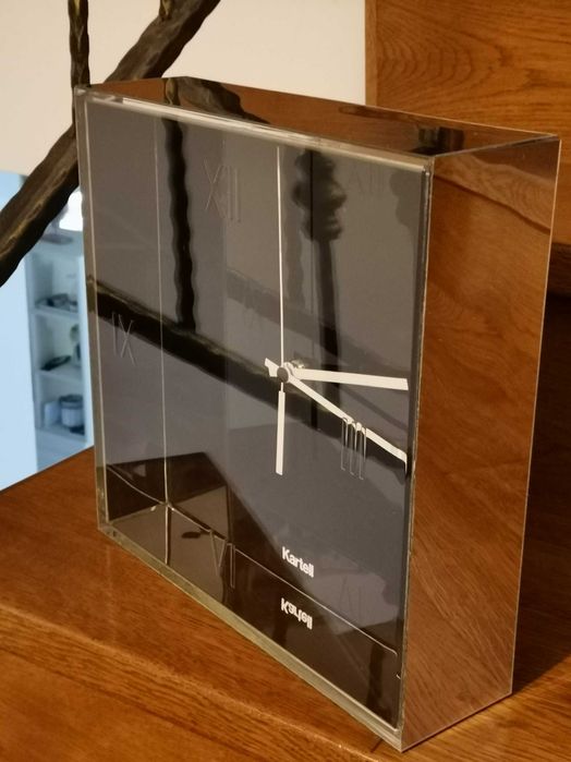 Ceas KARTELL Tic&Tac design , negru / oglinda, 30x30cm.