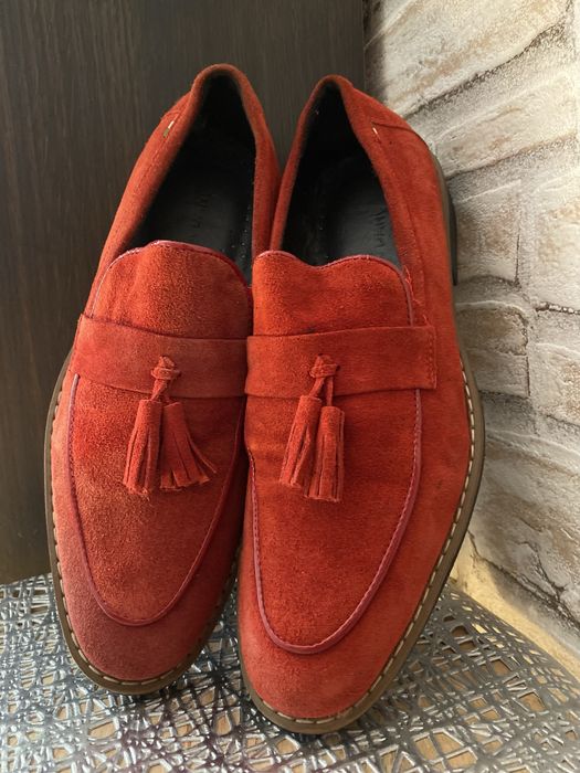 Mocasini barbati rosi cu ciucuri