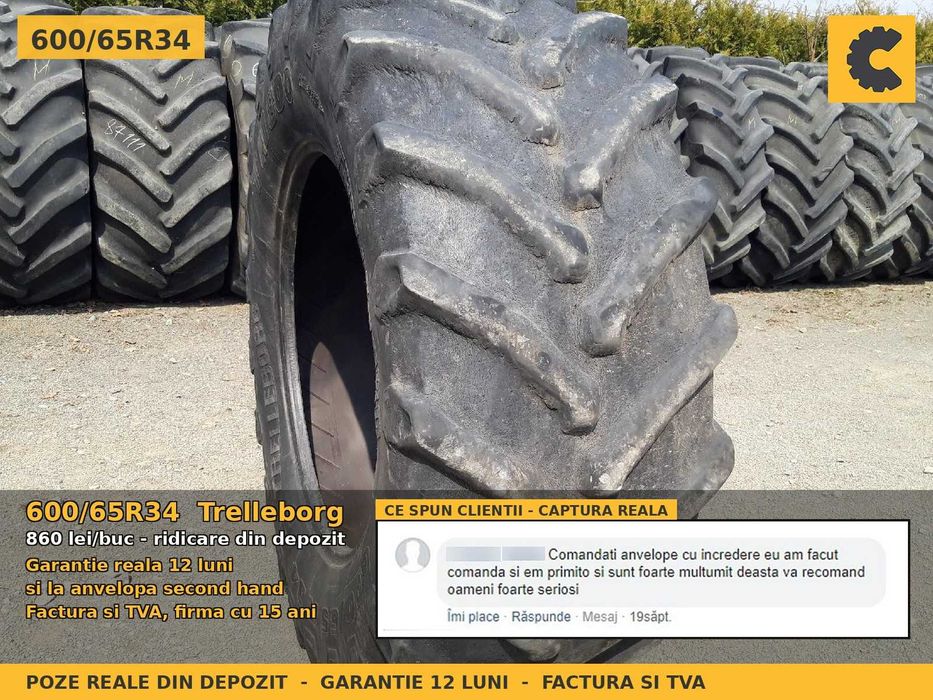 Cauciucuri Anvelope 600/65R34 600 65 R34 6006534 600 65R34 Trelleborg Tractor Utilaje Agricole Radial SH Second Hand LIVRARE Garantie 1 An Factura