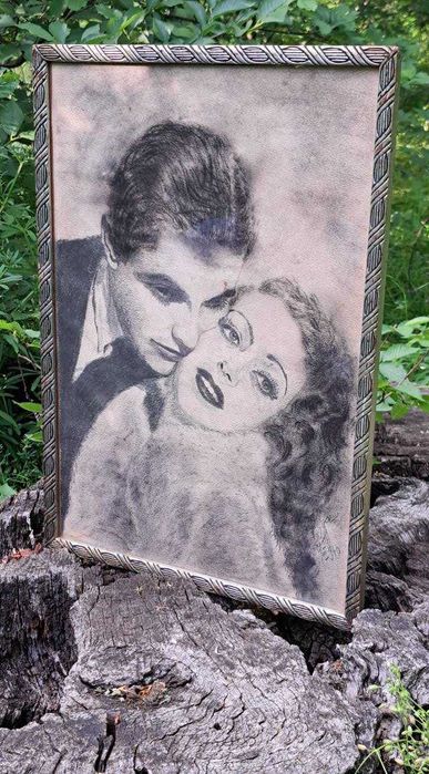 Tablou vechi carbune pe hartie