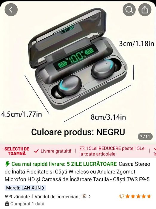 Casti stereo, wireless.Noi, sigilate!