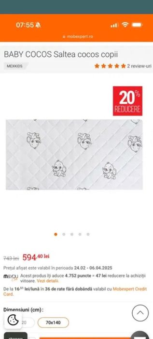 Mobexpert Nordic, Pat bebe / junior 140x70, cu saltea