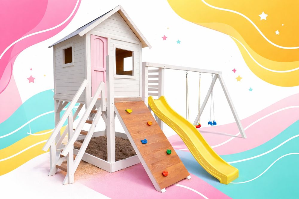 Loc de joaca copii, tobogan, escalada, leagan