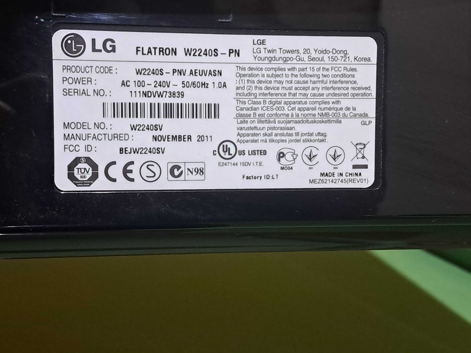 LED Monitor / Display LG IPS226V-PN -22 inch Full HD