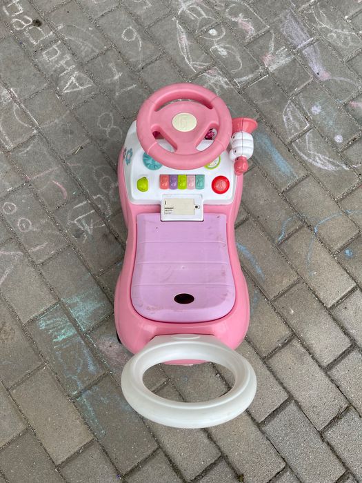 Детска кола за бутане - MINNIE - бяло и розово