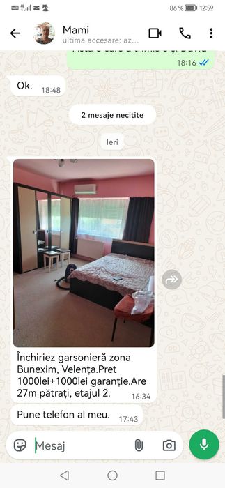 Închiriez garsonieră
