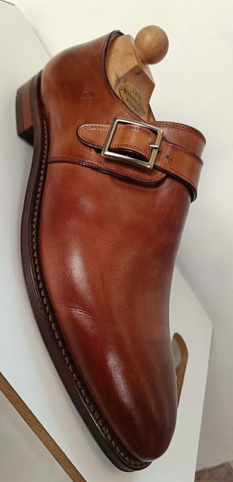 Pantofi de lux 44.5 45 45.5 monk GREVE NOI lucrati manual piele lustru