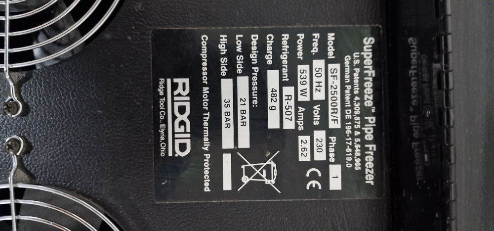 Машина за замразяване на тръбопроводи RIDGID Super Freeze 2500