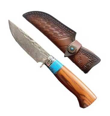 Cutit japonez, lama DAMASC, teaca piele imprimata