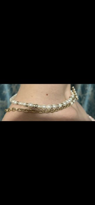 Colier Chanel Double Strand Pearl Choker CC logo Colection B 14B