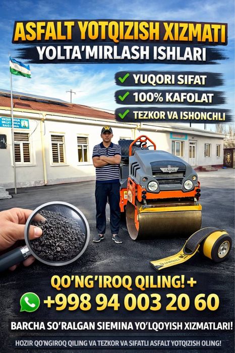Asfalt qilamiz sifatli va kafolatli