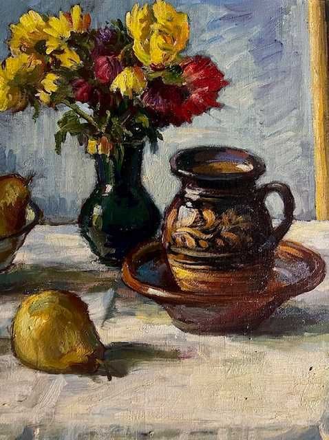 IMPECABIL! SUPERB! Tablou VECHI, AUTENTIC Ulei/pz Mare:80x60cm+R Semna