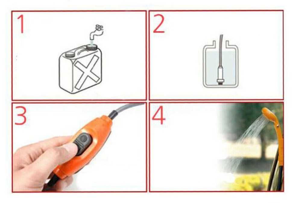 Преносим портативен къмпинг душ с помпа за автомобил 12V