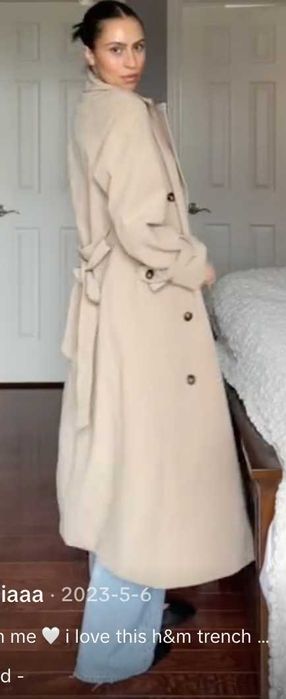 Palton Lung MASSIMO DUTTI – Bej – Mărimea 36 – Primăvară/Toamnă