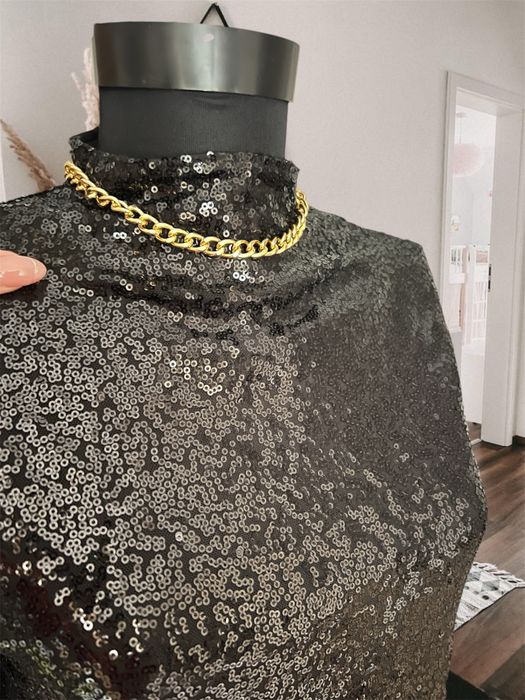 Top bluză H&M de ocazie neagră cu paiete