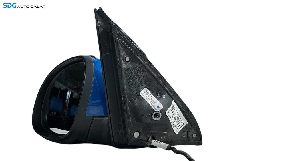 Oglinda Stanga Electrica Volkswagen Tiguan ST 2009 - 2013 (Plastic Fisurat) Culoare Albastră Cod 5N2 857 501 R [L5698]