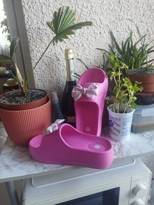 Цикламени чехли на платформа-40/41номер