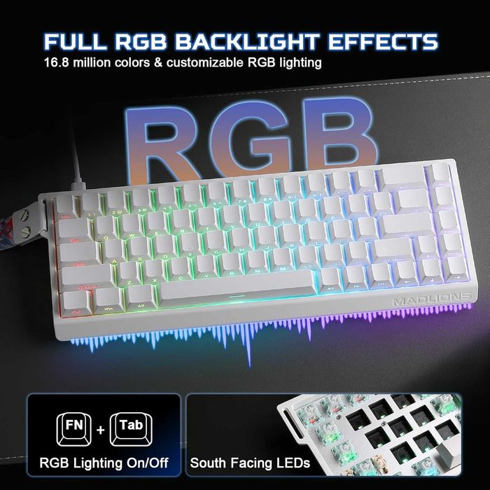 Tastatură mecanică gaming YUNZII MAD68 HE,magnetica,RGB,alb,sigilat