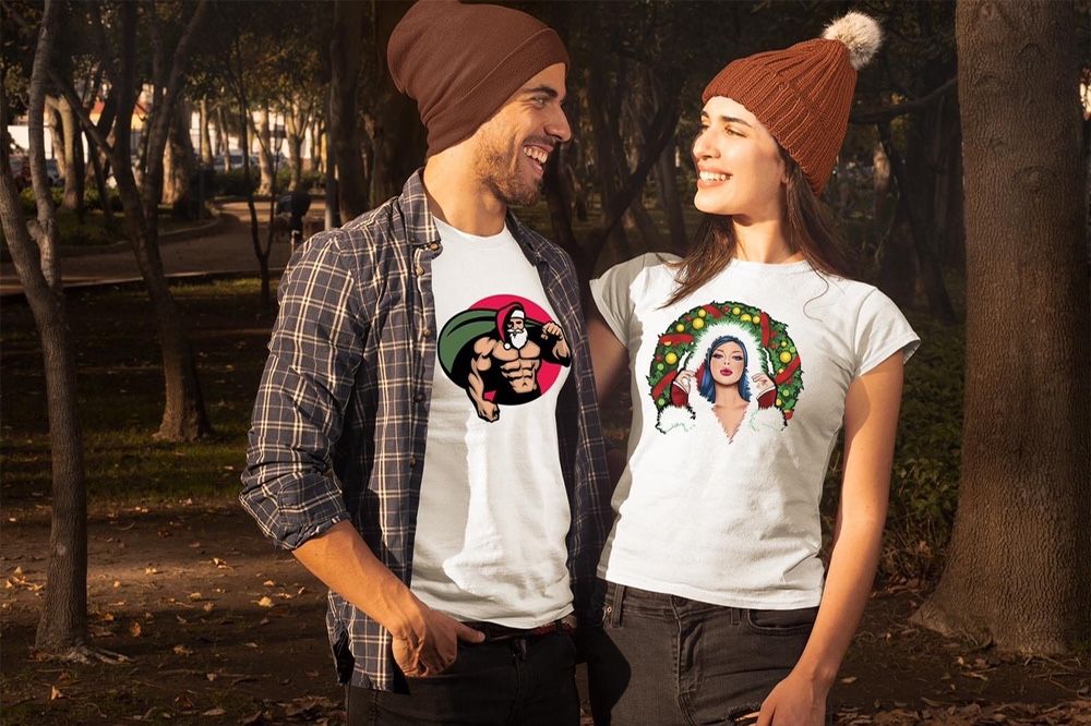 Tricou tricouri personalizat de Craciun tricouri cupluri