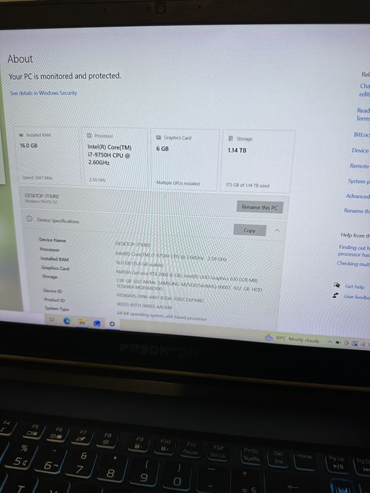 Laptop Gaming Premium Acer Predator , I7 , RTX 2060 , 16 Ram