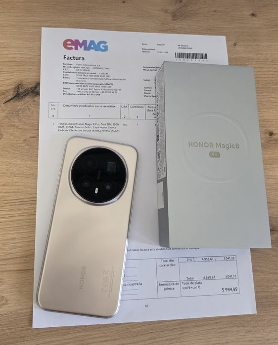 Honor Magic 8 Pro Gold 512Gb ca NOU Factura Garantie 2028
